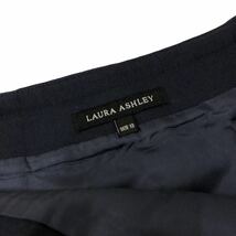 Nm218 大きいサイズ Laura Ashley ローラアシュレイ リネン コットン タック ひざ丈 スカート 麻 綿 ボトムス ネイビー 紺 レディース 13_画像7