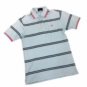 NC220 FRED PERRY フレッドペリー 半袖 ポロシャツ シャツ トップス カットソー メンズ M ライトブルー 水色 ボーダー