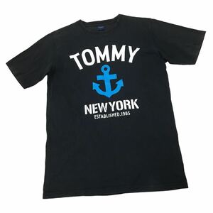 NC221 TOMMY トミーヒルフィガー デカロゴ 半袖 Tシャツ ティシャツ トップス カットソー メンズ L ブラック 黒 日本製