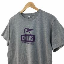 NC221 CHUMS チャムス デカロゴ 半袖 Tシャツ ティシャツ トップス カットソー メンズ M グレー コットン 綿 100%_画像2