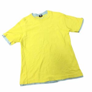 NC222 HELLY HANSEN ヘリーハンセン 厚手 凸凹 半袖 Tシャツ ティシャツ トップス カットソー メンズ M イエロー 黄色 ボーダー