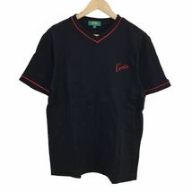 ND177-11 日本製 KENZO ケンゾー 半袖 Tシャツ トップス プルオーバー Vネック GOLF ゴルフ ゴルフウェア 綿100% ブラック メンズ 3_画像4