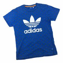 NC222 adidas アディダス デカロゴ トレフォイル オリジナルス 半袖 Tシャツ ティシャツ トップス カットソー メンズ O ブルー 青 _画像1