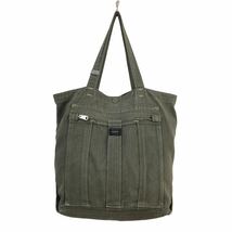 D528 PORTER ポーター キャンバス トートバッグ ハンドバッグ かばん カバン 鞄 バッグ BAG カーキ系 実寸参考_画像1