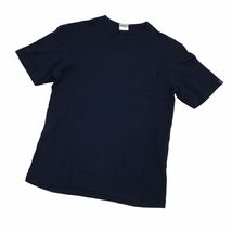 D536-⑦ 日本製 LOOPWHEELER ループウィラー 半袖 ポケット Tシャツ トップス プルオーバー クルーネック 綿100% ネイビー系 メンズ S_画像1