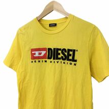 NC223 DIESEL ディーゼル ブルガリア製 半袖 Tシャツ デカロゴ ティシャツ トップス カットソー メンズ XS イエロー 黄色 _画像3