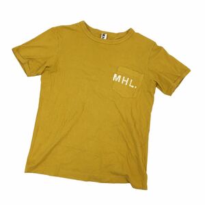 ND178-⑨ MARGARET HOWELL Margaret Howell short sleeves T-shirt tops pull over crew neck cotton cotton 100% yellow group men's S