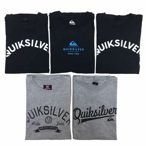 D537-① 5着 セット まとめ売り QuikSilver クイックシルバー 半袖 Tシャツ トップス プルオーバー グレー ブラック メンズ サイズ L 卸売