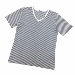 ND180-20 MEN'S MELROSE メンズ メルローズ 半袖 Tシャツ トップス プルオーバー Vネック ポリエステル70%他 ホワイト系 総柄 メンズ3