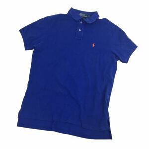 D539-17 POLO RALPH LAUREN ポロラルフローレン 半袖 ポロシャツ トップス プルオーバー ハーフボタン 綿100% ブルー系 メンズ L