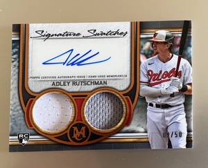 2023 Topps Museum Collection Signature Swatches Dual Relic Autographs Copper #SWDRA-AR Adley Rutschman 09/50
