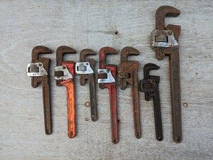 * retro pipe wrench tool HIT corner wrench 250 300 450 made in Japan used present condition goods operation goods 7ps.
