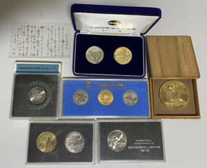 1975年沖縄国際海洋博覧会記念メダル 記念メダル文鎮（K24GP） ケース入り　（6点セット） 