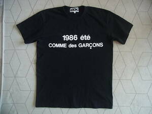 希少XLサイズ コム デ ギャルソン 1986年春夏パリコレ スタッフ専用 復刻Tシャツ 黒　