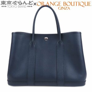 101729998 エルメス HERMES ガーデンパーティ TPM A刻印 青 ブルーインディゴ シルバー金具 エプソン トートバッグ レディース