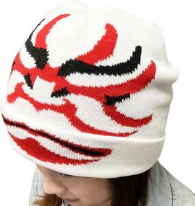 歌舞伎 おもしろニット帽子 防寒 伸縮性 あったかい ニットキャップ おもしろい 帽子 スキー スノーボード パロディー (歌舞伎