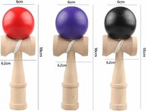 けん玉 3個セット （赤、紫、黒） 剣玉 木製 けん玉教室 練習用 競技用 kendama_画像2