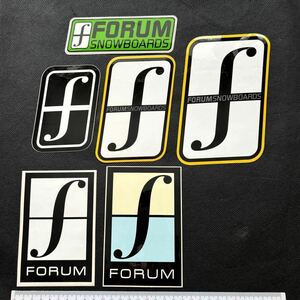 お得★６枚まとめ★FORUM SNOWBOARDS ステッカー　シール　フォーラム スノーボード　トレードマーク　特大　大きめ有　