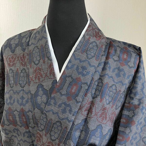 正絹　大島紬　袷着物　仕立て上がり　着物リメイク　ホームソーイング　パッチワーク