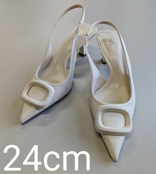 24cm ZARA デコレーションスリングバックハイヒール ヒール