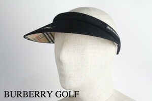 美品 正規品 バーバリー ゴルフ BURBERRY GOLF ノバチェック サンバイザー キャップ CAP 帽子 黒 ブラック メンズ レディース スポーツ