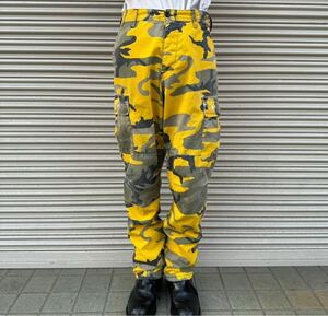 希少 米軍 ロスコ ROTHCO BATTLE BDU PANTS ミリタリー カーゴパンツ USarmy プロッパー M-65 M-51 イエローカモ 迷彩 Sサイズ 74cm