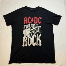 AC/DC バンドTシャツ ブラック バンド 黒 半袖Tシャツ ミュージック ロック ラバープリント コットン size XLサイズ 大判_画像1