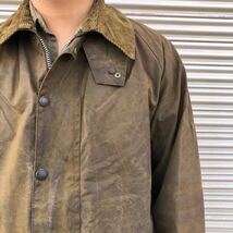 貴重 英国製 C46 ビッグサイズ 90s Barbour MOORLAND バブアー ムーアランド ヴィンテージ オイルドジャケット コート 3クレスト 80s_画像3