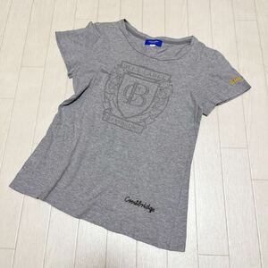 和315★ BLUE LABEL CRESTBRIDGE ブルーレーベル クレストブリッジ 半袖 Tシャツ プリント 刺繍 38 グレー レディース