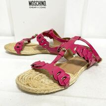 和320★ 箱付 MOSCHINO CHEAPANDCHIC モスキーノ エナメル サンダル ストラップ エスパドリーユ 36 ピンク イタリア製 チープアンドシック_画像1