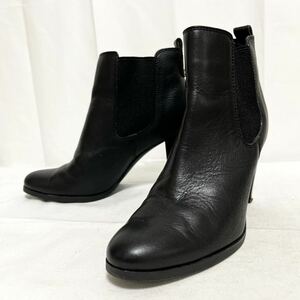  peace 326* GINZA Kanematsu Ginza Kanematsu side-gore boots short boots heel leather 21.5 D black lady's 
