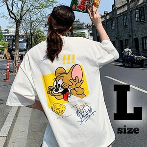 トムとジェリー tシャツ 半袖 ホワイト Lサイズ アメコミ グラフィック おしゃれ ユニセックス 新品