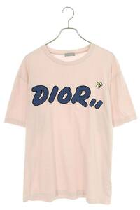 ディオール DIOR カウズ 19SS 923J611X1241 サイズ:XXL フロッキーロゴBEE刺繍Tシャツ 中古 SB01