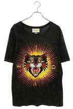 グッチ GUCCI 17AW 442670 X5U16 サイズ:M ヴィンテージ加工アングリーキャットTシャツ 中古 OM10_画像1