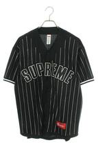 シュプリーム SUPREME 22SS Rhinestone Stripe Baseball Jersey サイズ:S ラインストーンストライプベースボール半袖シャツ 中古 NO05_画像1