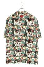 シュプリーム SUPREME 23SS Magazine S/S Shirt サイズ:L マガジン総柄レーヨン半袖シャツ 中古 SB01_画像1