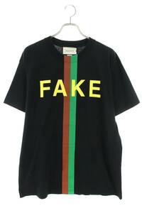 グッチ GUCCI 616036 XJCXX サイズ:S FAKEプリントTシャツ 中古 OM10