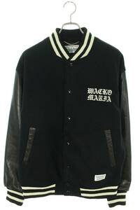 ワコマリア WACKO MARIA 23AW 23FW-WMO-BL07 サイズ:M ロゴ刺繍レザースリーブスタジャンブルゾン 中古 BS99