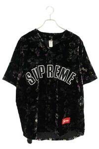 シュプリーム SUPREME 19AW Floral Velour Baseball Jersey サイズ:M フローラルベロアベースボールジャージー半袖シャツ 中古 SB01