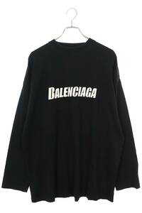 バレンシアガ BALENCIAGA 23SS 681046 TNVL1 サイズ:1 ダメージ加工ロゴプリント長袖カットソー 中古 SB01