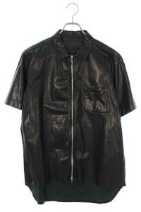 クロムハーツ Chrome Hearts HEYWOOD SS/ヘイウッドショートスリーブ サイズ:M レザーダガージップ半袖シャツ 中古 SS13