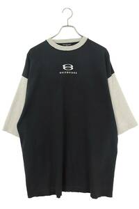 バレンシアガ BALENCIAGA 22SS 699190 TMVC8 サイズ:1 ロゴ刺繍UNITY7分袖Tシャツ 中古 OM10