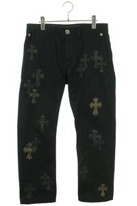 クロムハーツ Chrome Hearts CHINOS CEM CRS PTCH サイズ:32インチ クロスパッチ付きレザー切替チノロングパンツ 中古 OM10