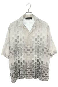 アミリ AMIRI サイズ:L テープロゴボーリングシルク半袖シャツ 中古 SB01
