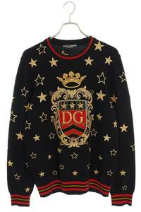 ドルチェアンドガッバーナ DOLCE & GABBANA GX550Z JAWSF サイズ:48 フロント刺繍ニット 中古 BS99