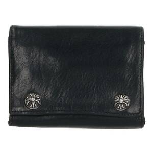 クロムハーツ Chrome Hearts 3FOLD/3フォールド クロスボタンレザーウォレット財布 中古 SS07