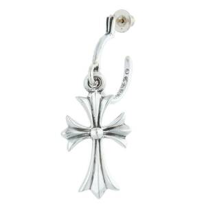 クロムハーツ Chrome Hearts TINY CH CROSS/タイニーCHクロスフープ シルバーピアス 中古 SS07