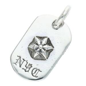 クロムハーツ Chrome Hearts RAISED STAR DOGTAG/レイズドスタードッグタグ NYC限定シルバーネックレストップ 中古 GZ11