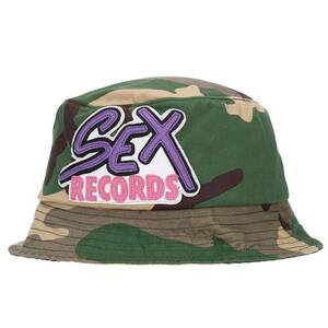 クロムハーツ Chrome Hearts SEX RECORDS HAT サイズ:M カモフラ柄レザーパッチバケットハット 中古 OM10