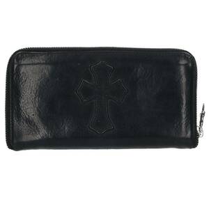 クロムハーツ Chrome Hearts REC F ZIP 1CROSS PATCH クロスパッチ付きラウンドジップレザーウォレット財布 中古 SS07